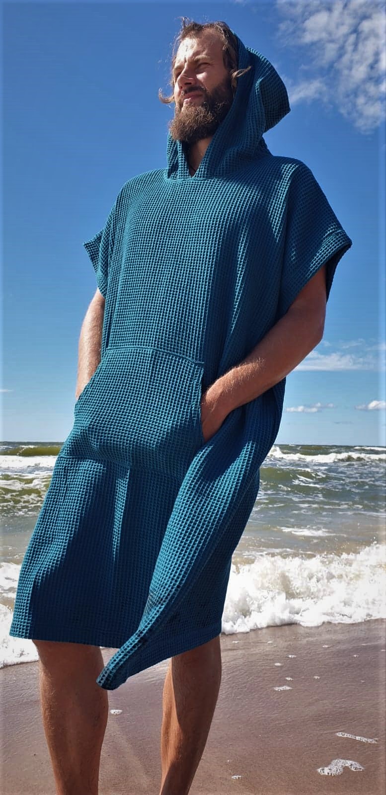 Medvilninis pirties/paplūdimio pončas vandenyno žalias - Image 4