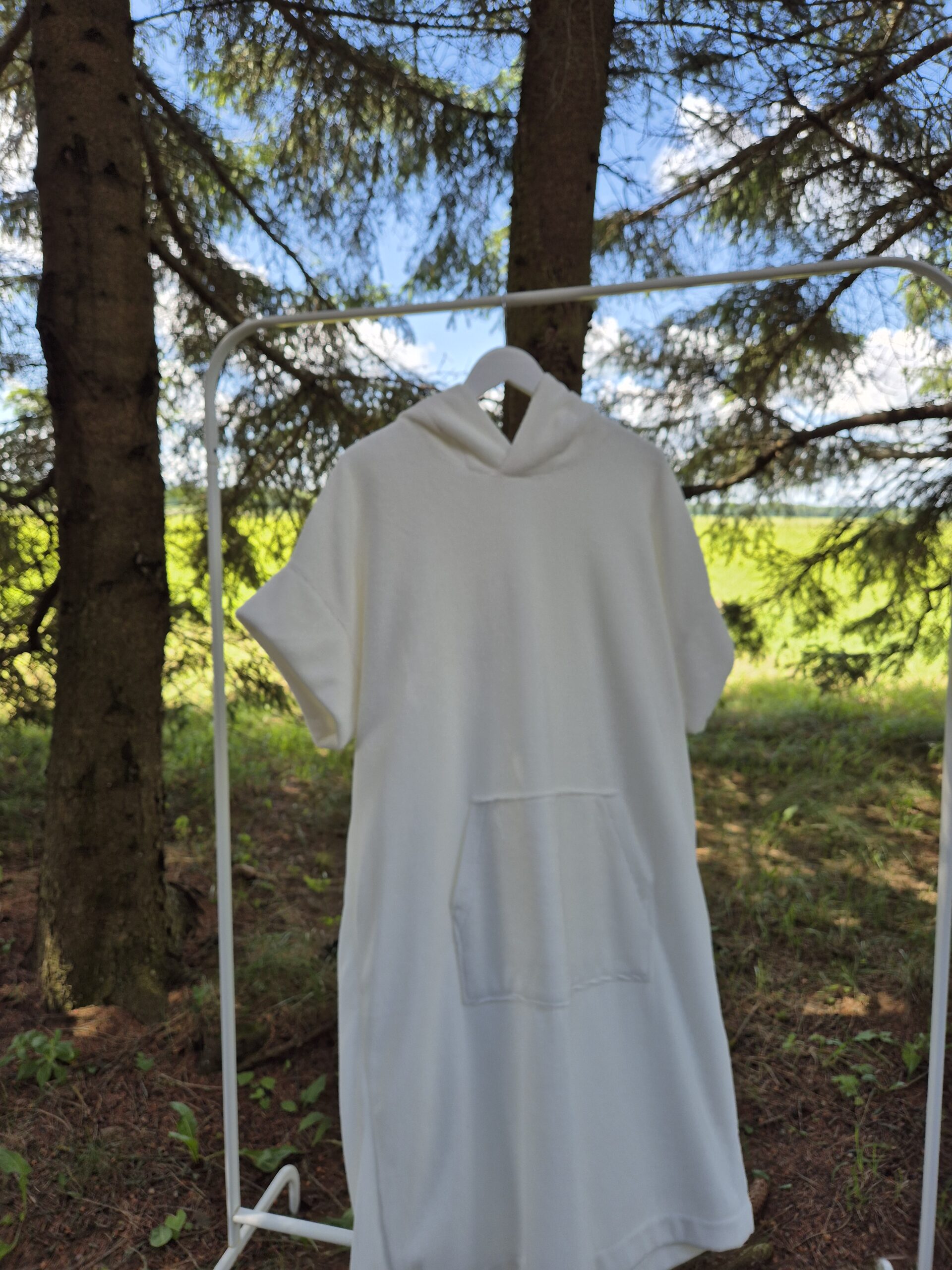 Bambukinis pirties/paplūdimio pončas pieno baltumo