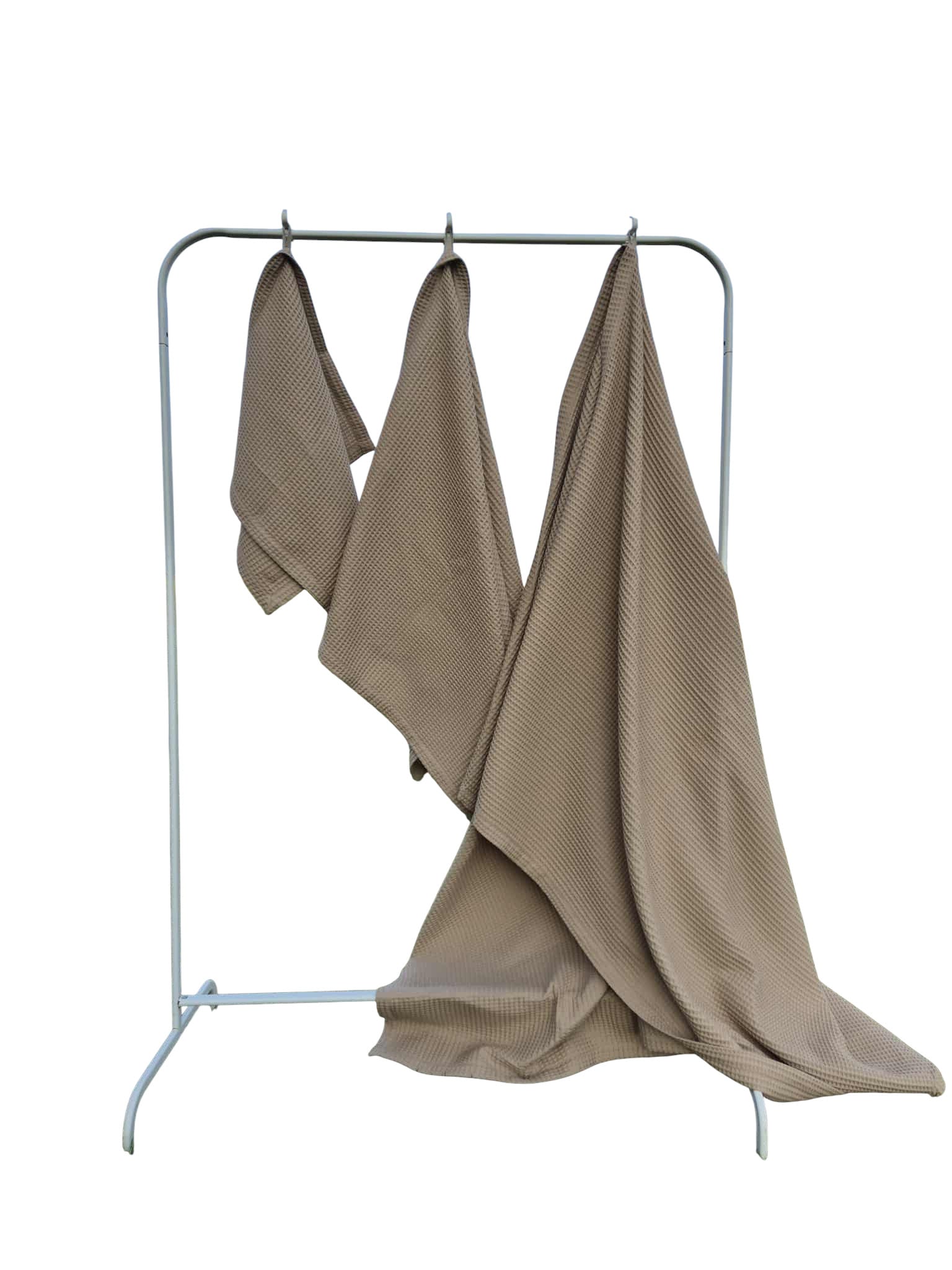 Rinkinys Nr. 2 - 3 medvilniniai vafliuko rankšluosčiai 50x80 cm, 70x140cm, 140x200cm