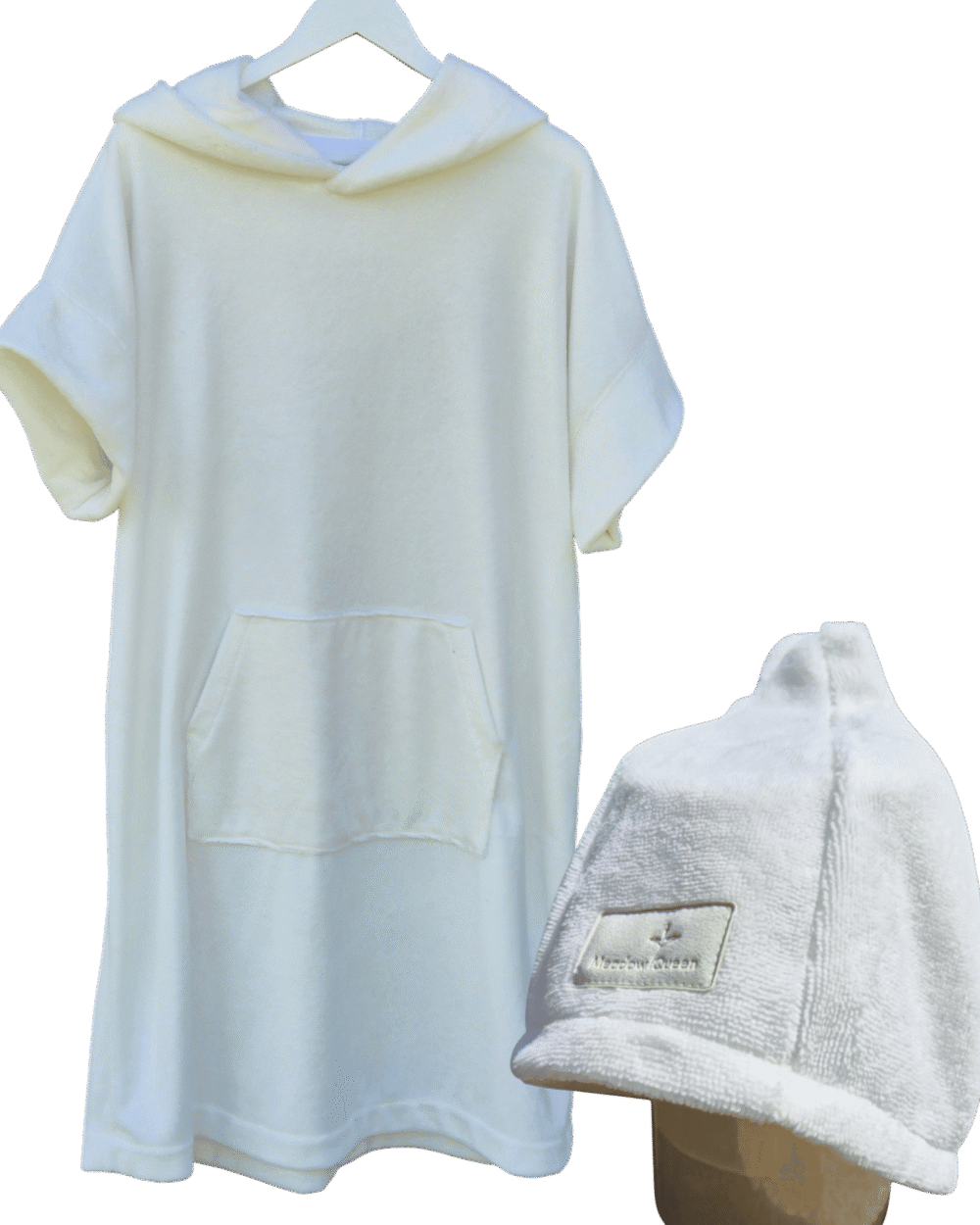 Set aus Bambus-Poncho und Mütze