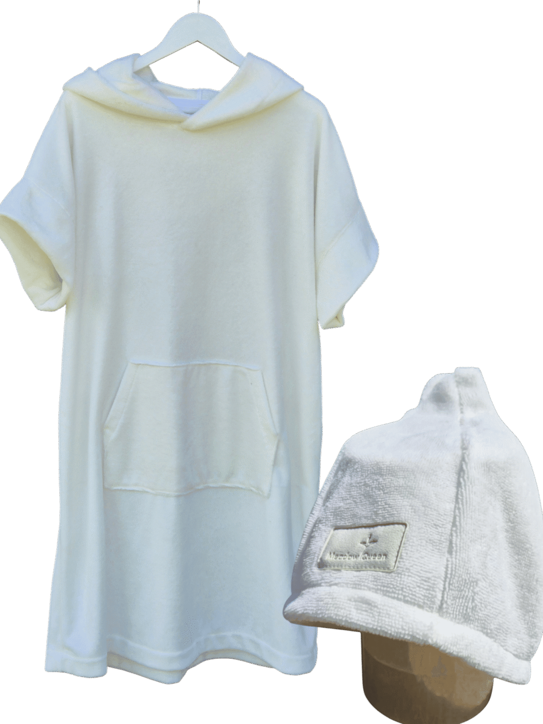 Set aus Bambus-Poncho und Mütze